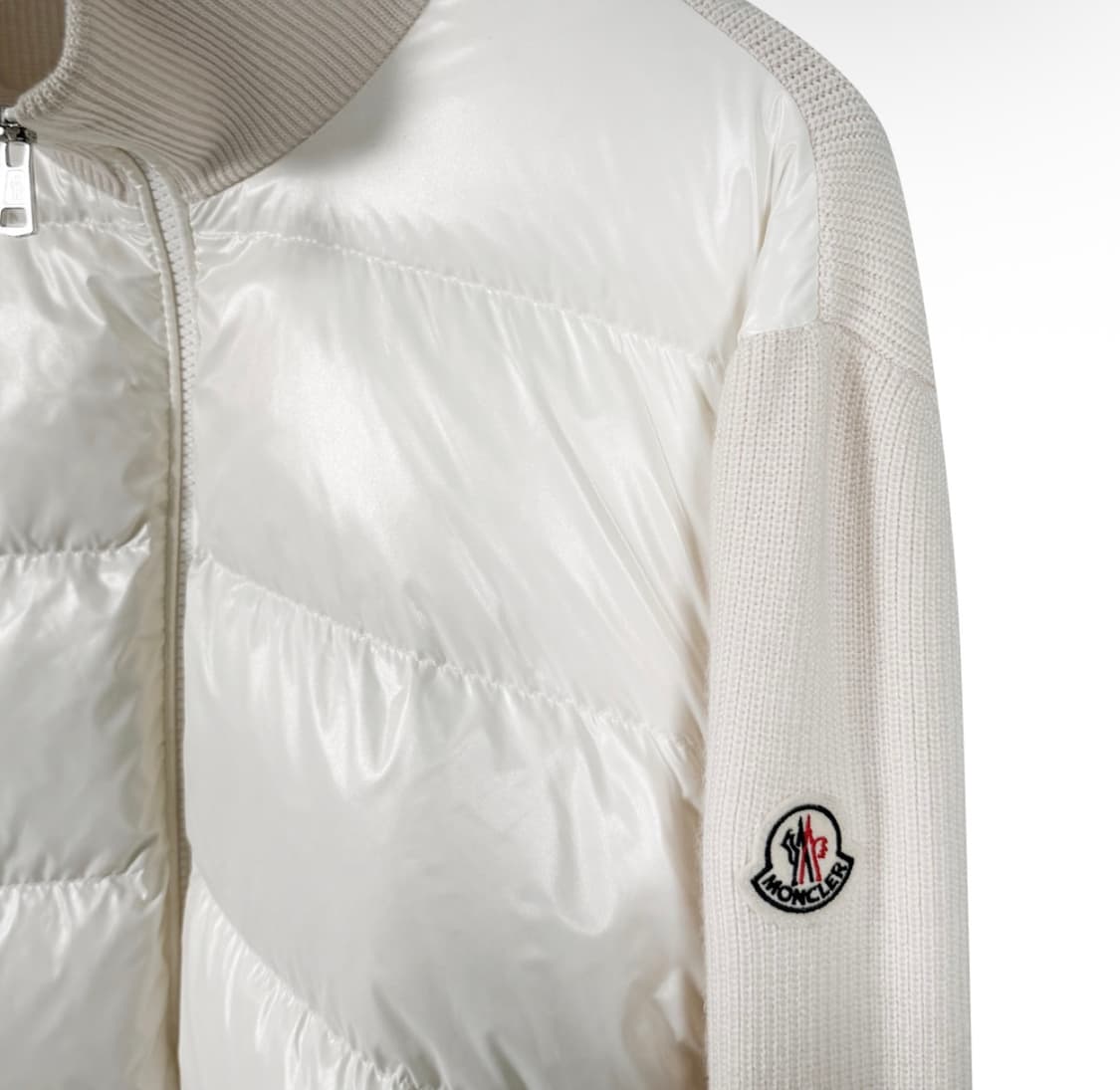 [XL] 몽클레어 남성 와펜 니트 집업 패딩 울 가디건 자켓 아이보리 상품이미지4