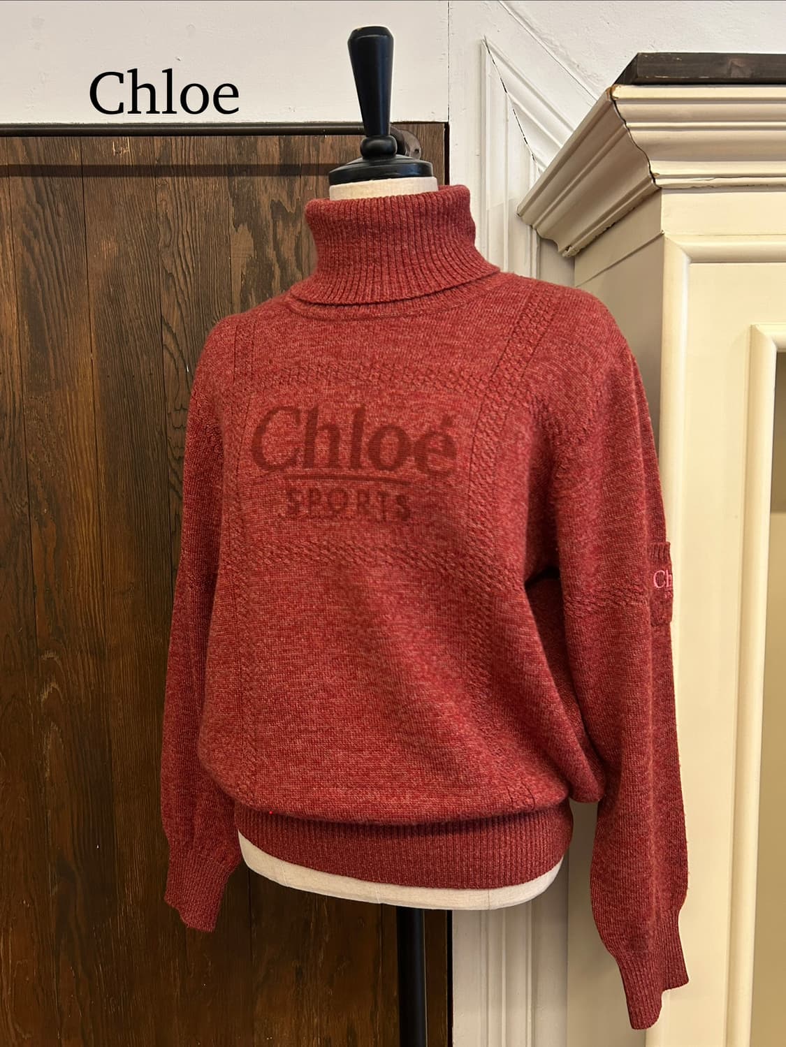 끌로에 정품 버건디핑크 로고니트 상품이미지1