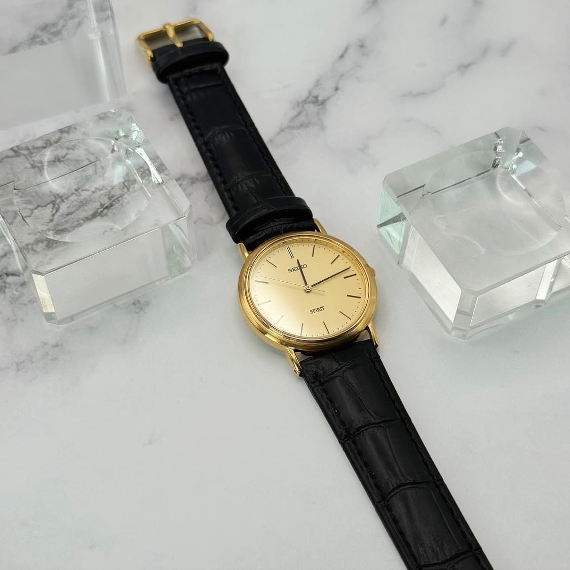 70s80s 빈티지 세이코 스피릿 골드 미니멀 드레스 워치 상품이미지8