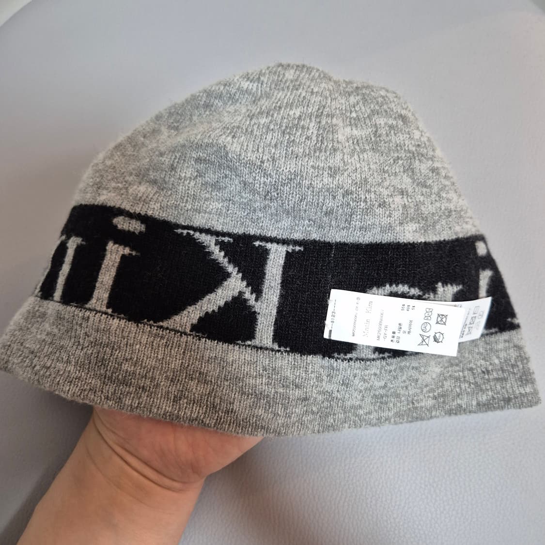 마뗑킴 로고 자카드 숏 비니 그레이 상품이미지5