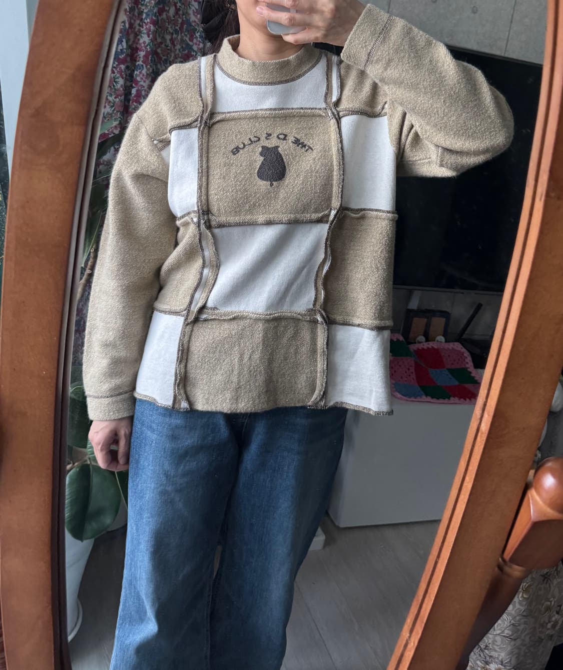 빈티지 패치워크 고양이 프린트 티셔츠 넘 귀여워요 상품이미지3