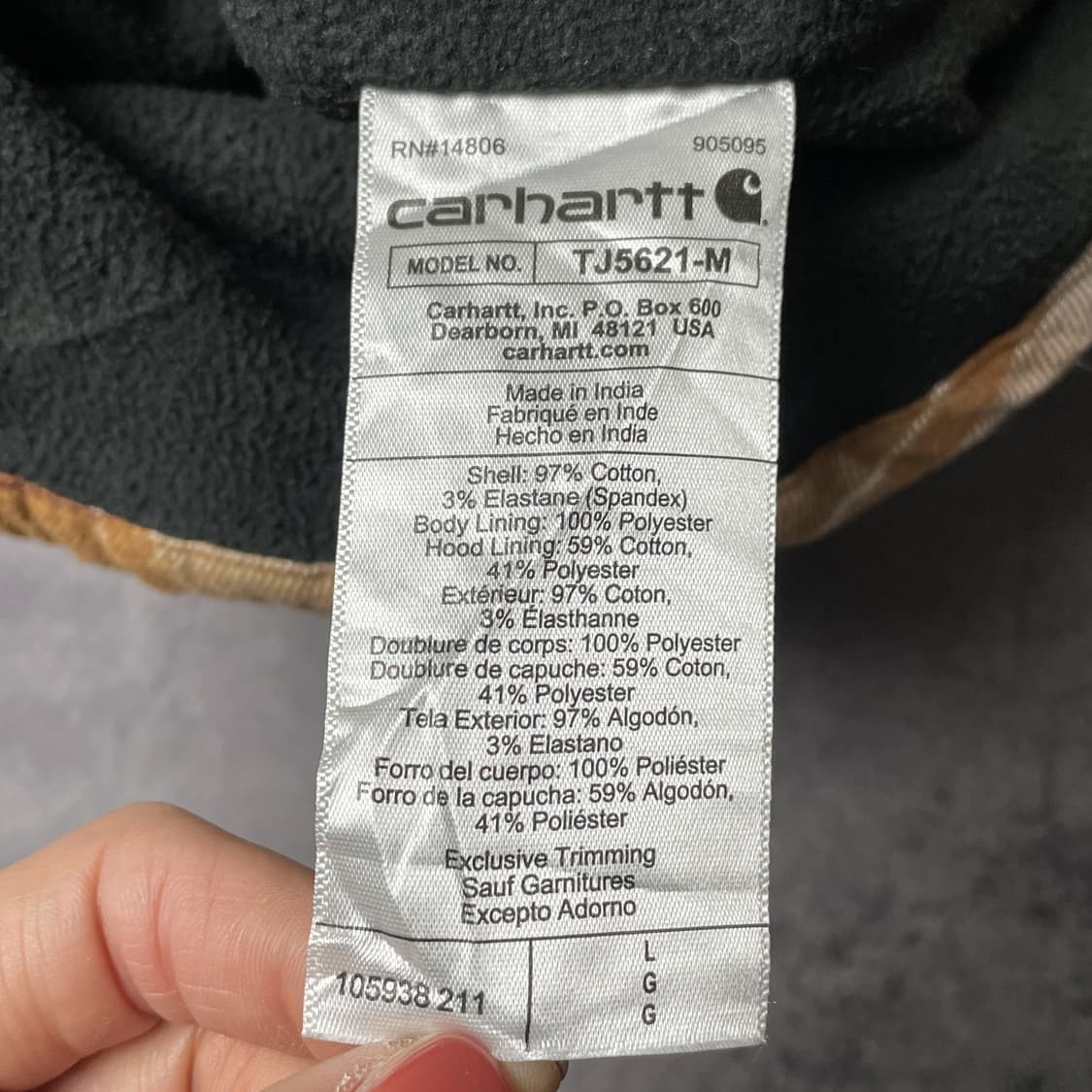 CARHARTT 칼하트 빈티지 브라운 체크패턴 후드 코튼자켓 상품이미지10