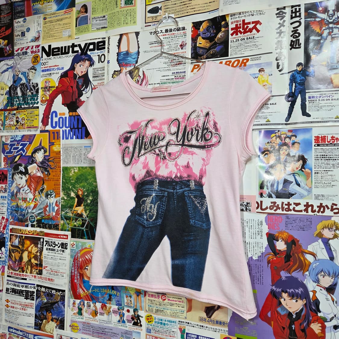 키치 핑크 프린팅 글리터 반팔 상품이미지1