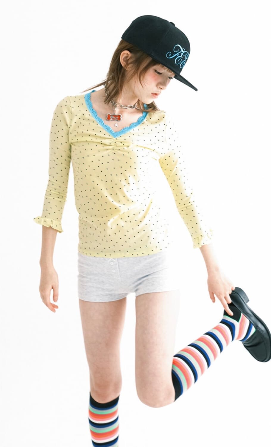 샵페어리 미니 하트 레이스 탑 (레몬) 상품이미지3