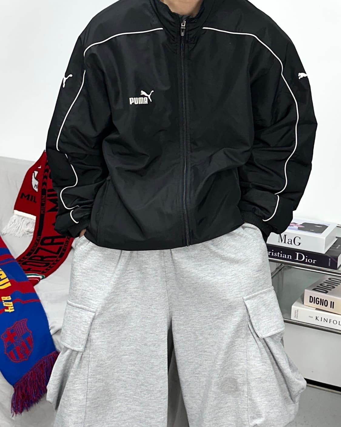 푸마 올드스쿨 블랙 파이핑 바람막이 2XL 상품이미지1