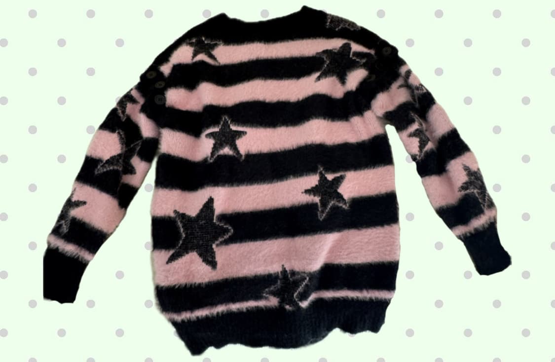 별니트 y2k 앙고라 브이넥 투웨이 스타 단가라 니트 상품이미지3