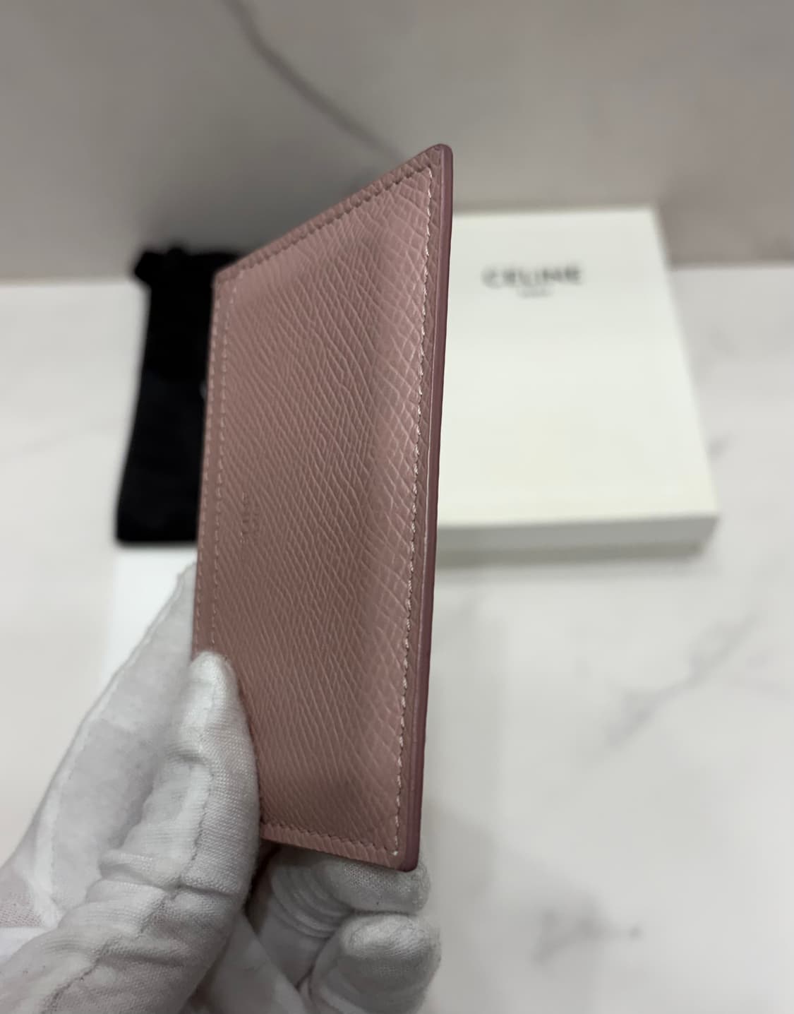 [정품] 셀린느 그레인드 핑크 카드지갑 상품이미지4