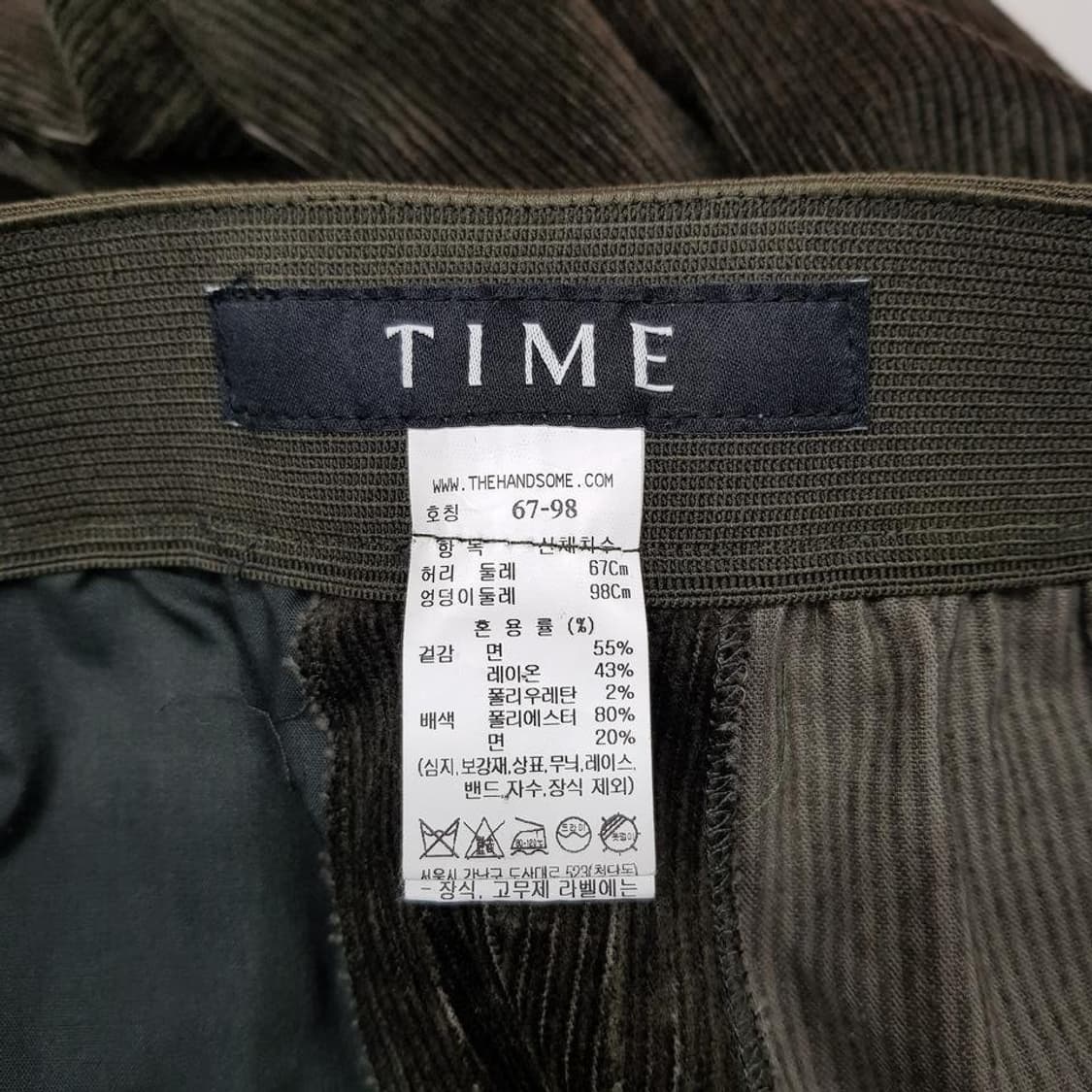 한섬 타임 2022 벨벳 코듀로이 백밴딩 팬츠 M사이즈 상품이미지5