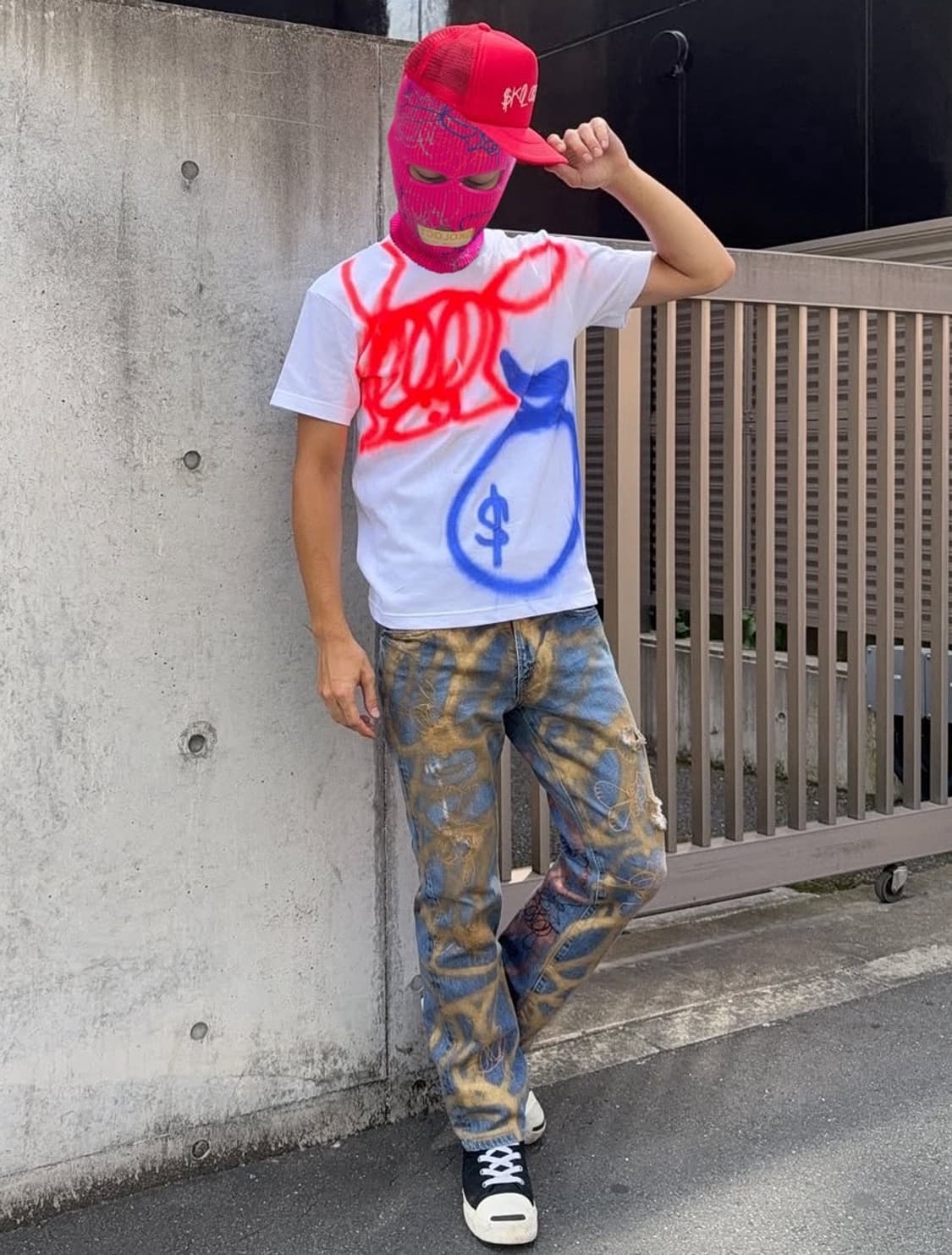 Skoloct  프린트 울 바라클라바 핑크 상품이미지1