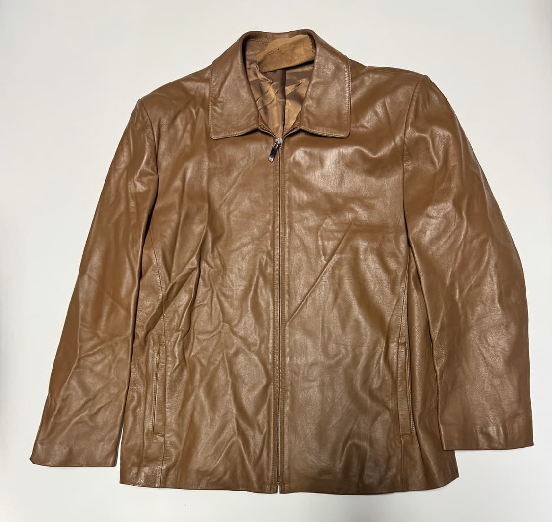 남성 빈티지 리얼 양가죽 집업 가죽 자켓 M ~ L 브라운 상품이미지1