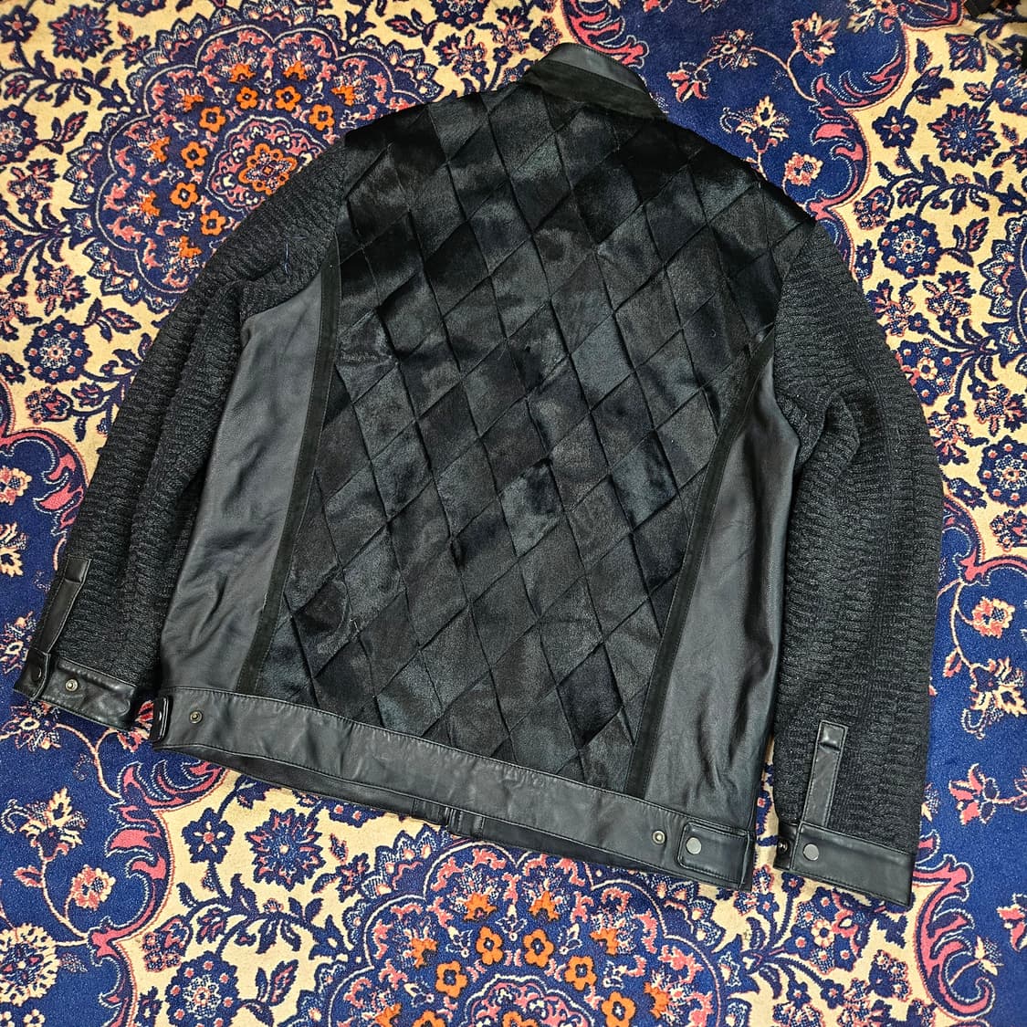 헨드메이드 램스킨 니트 레이어드 다이아몬드 스웨이드 양가죽자켓 상품이미지2