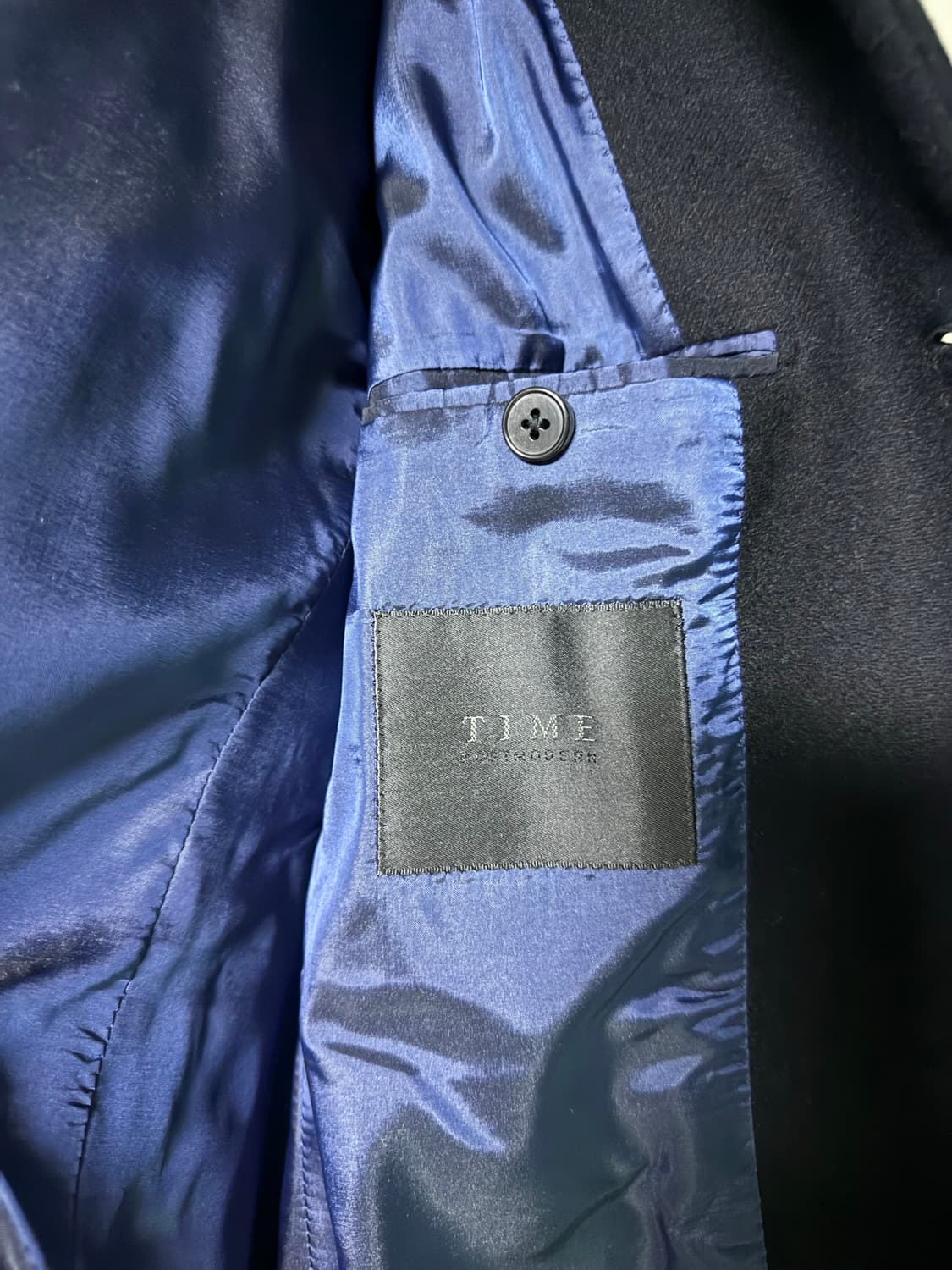 타임옴므 모직 블랙 하프코트 100사이즈 상품이미지3