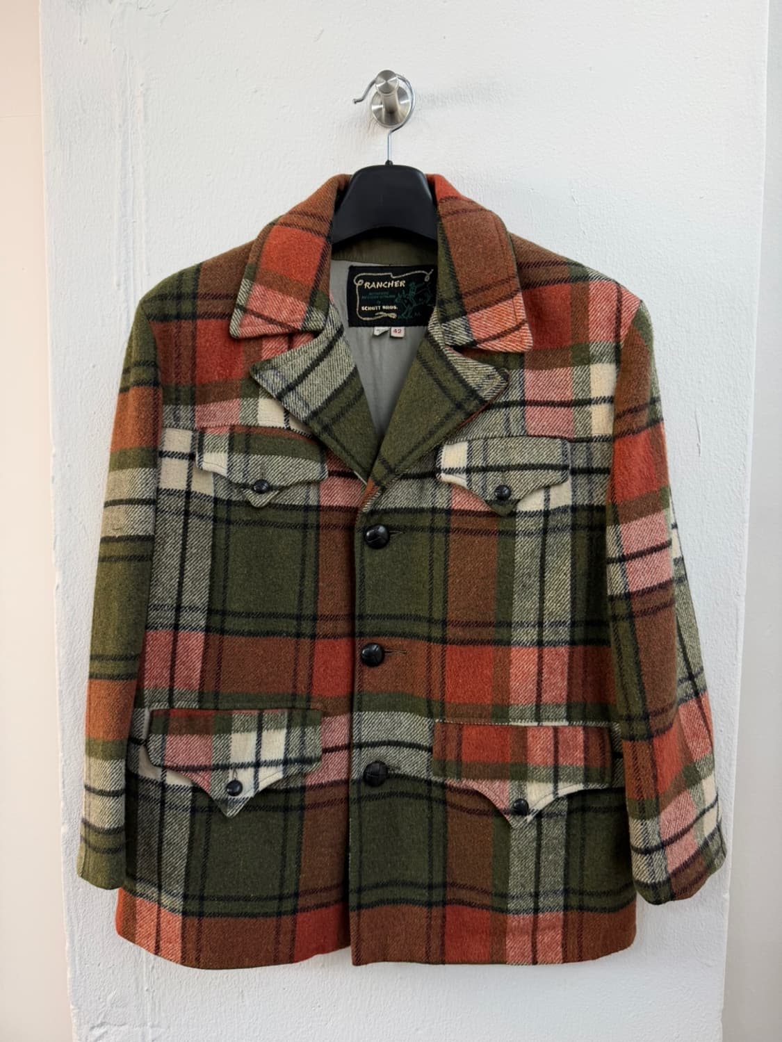 70s 쇼트 랜처 플란넬 울 자켓  상품이미지2