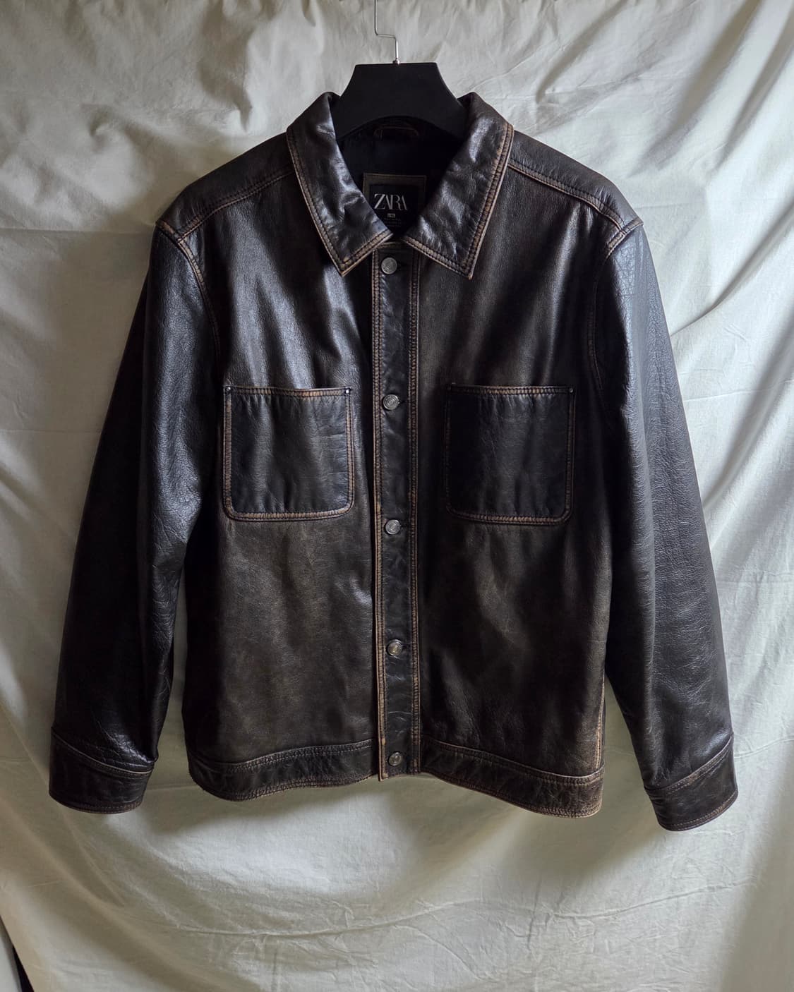 자라 ZARA 버팔로 가죽 레더 자켓 브라운 L~XL 상품이미지1