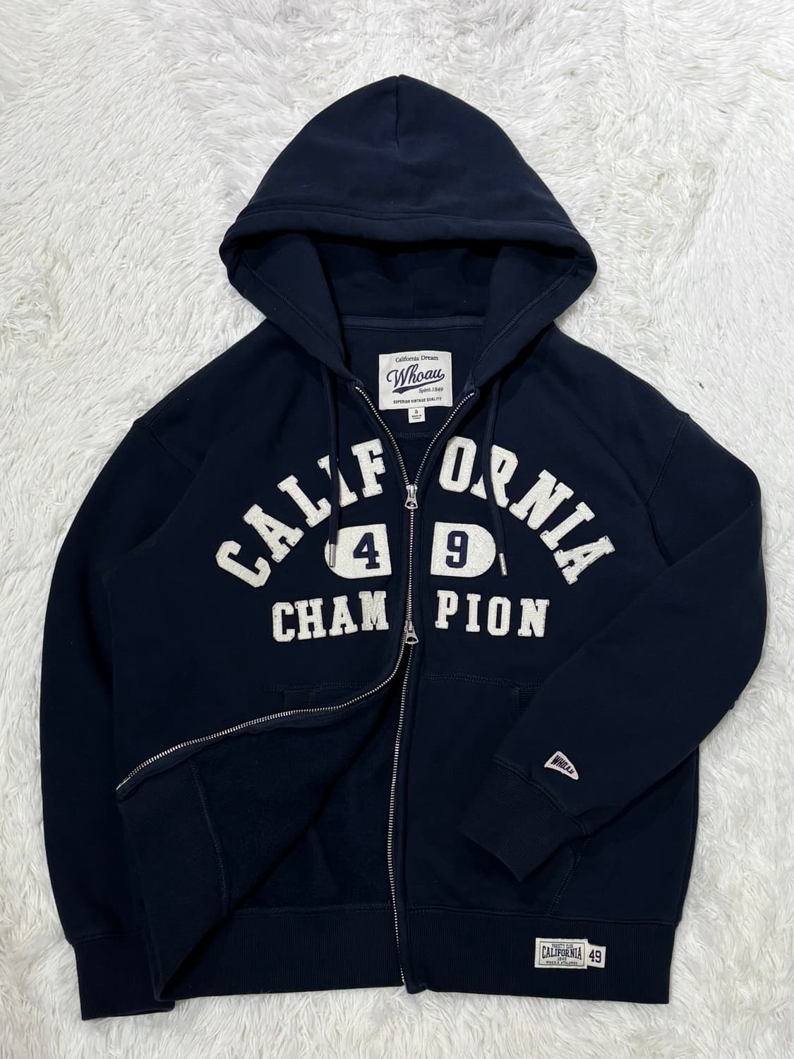 후아유 네이비 빅로고 투웨이 후드집업 상품이미지6