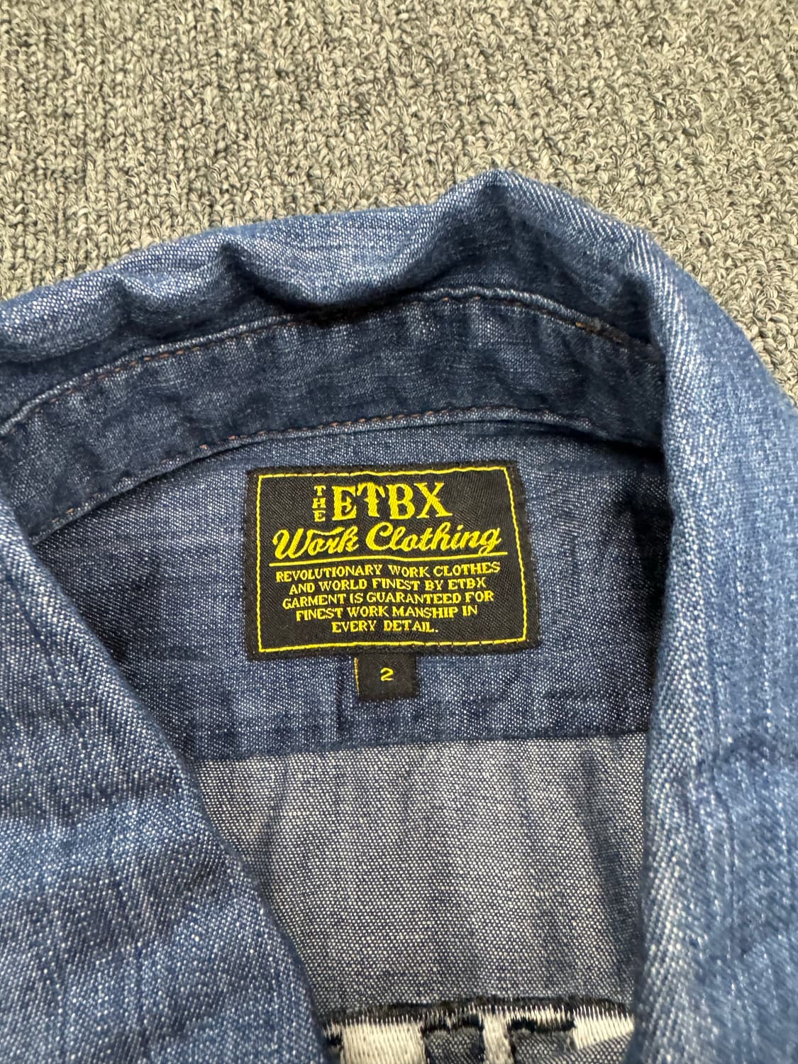 2)ETBX 빈티지 자수 프린팅 데님 반팔셔츠 상품이미지3