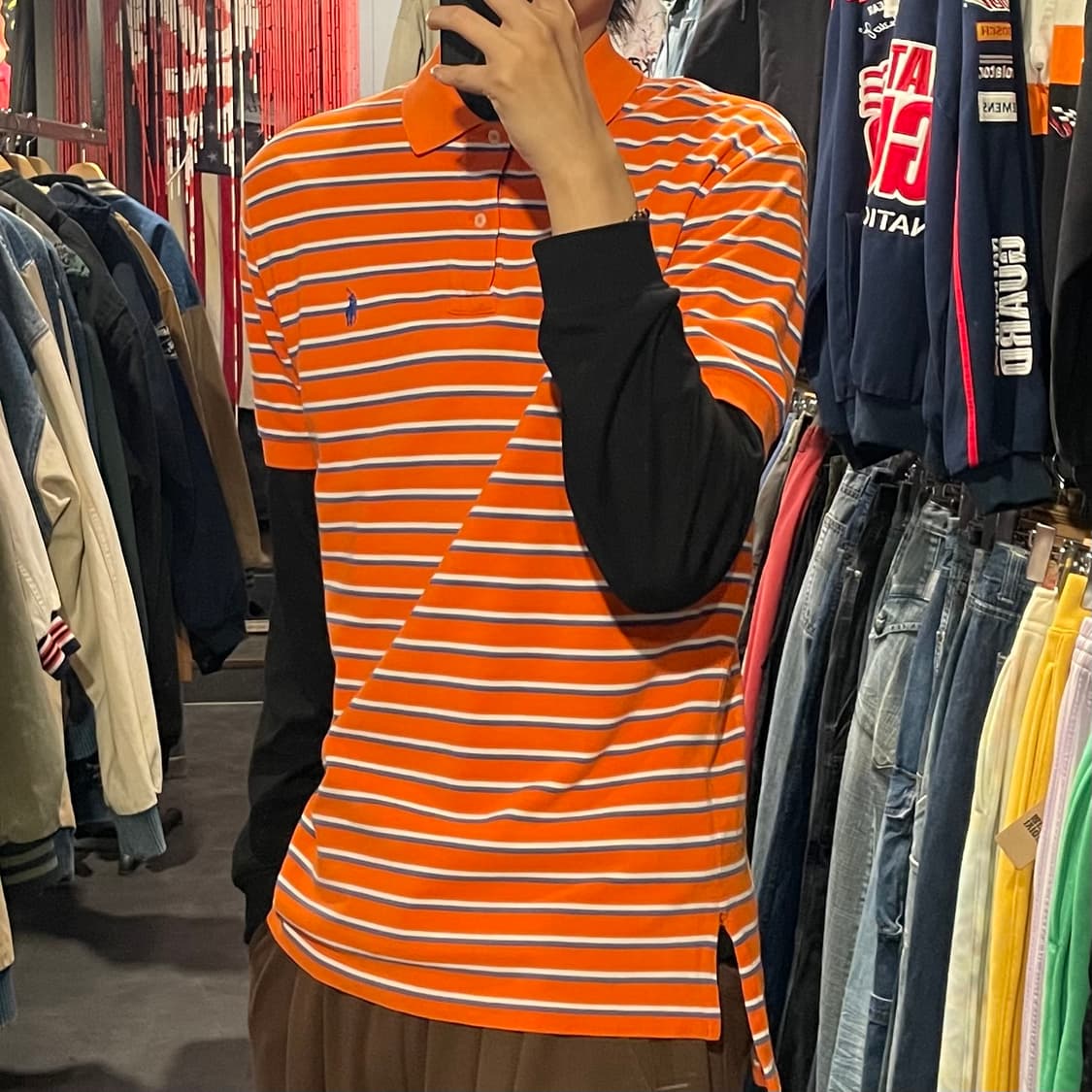 [IM] Polo 폴로 오렌지 스트라이프 카라 반팔 상품이미지5