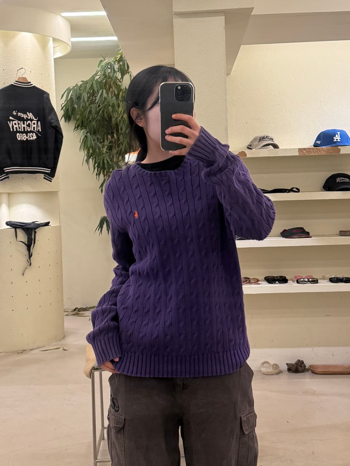 폴로 랄프로렌 케이블 퍼플 포니 니트 U338 상품이미지1