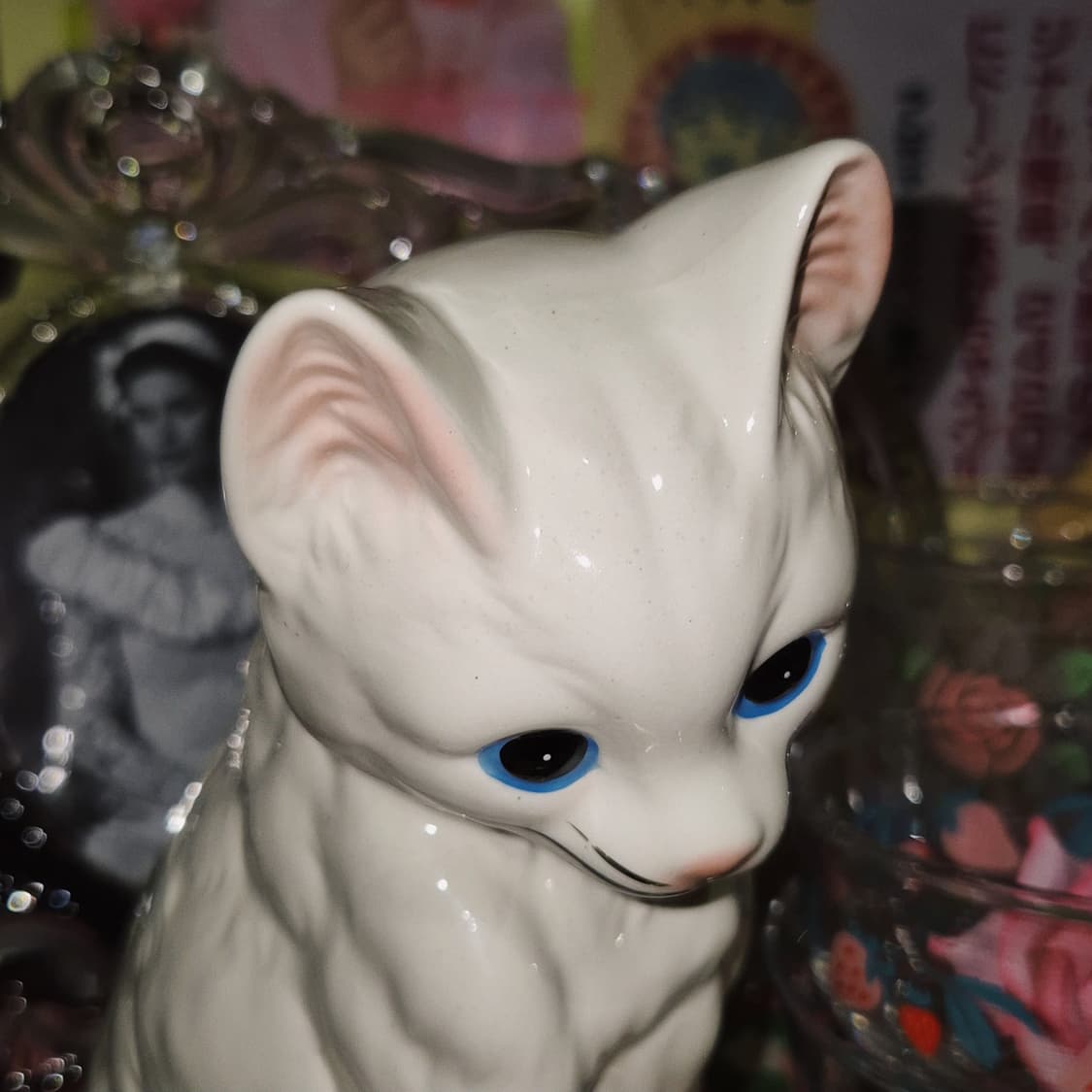 80s 카토 핸드메이드 포셀린 아기 고양이 장식 상품이미지8