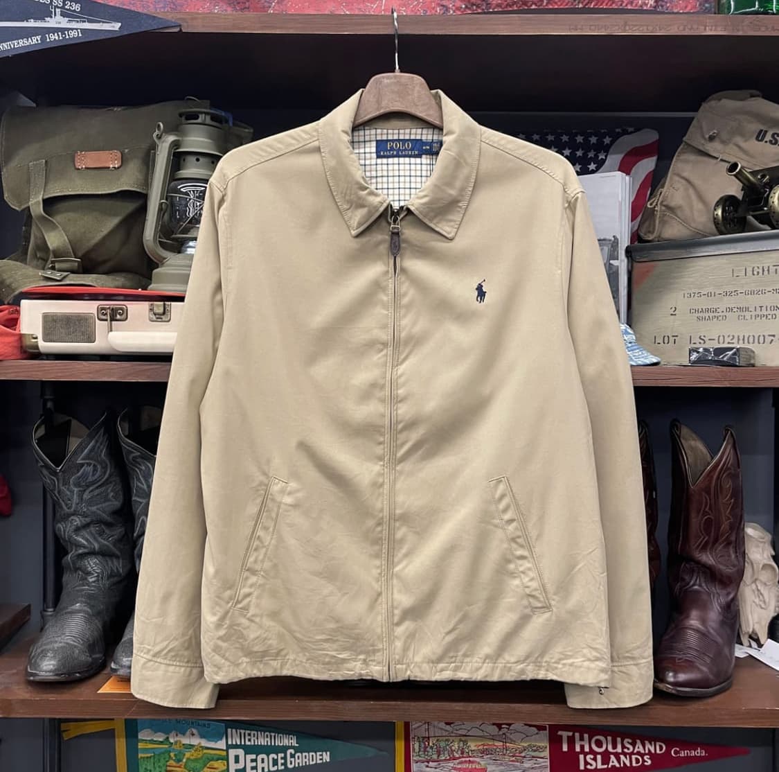 00s 폴로 랄프로렌 스윙탑 자켓 체크 라이닝 오리지널 블루종 상품이미지1