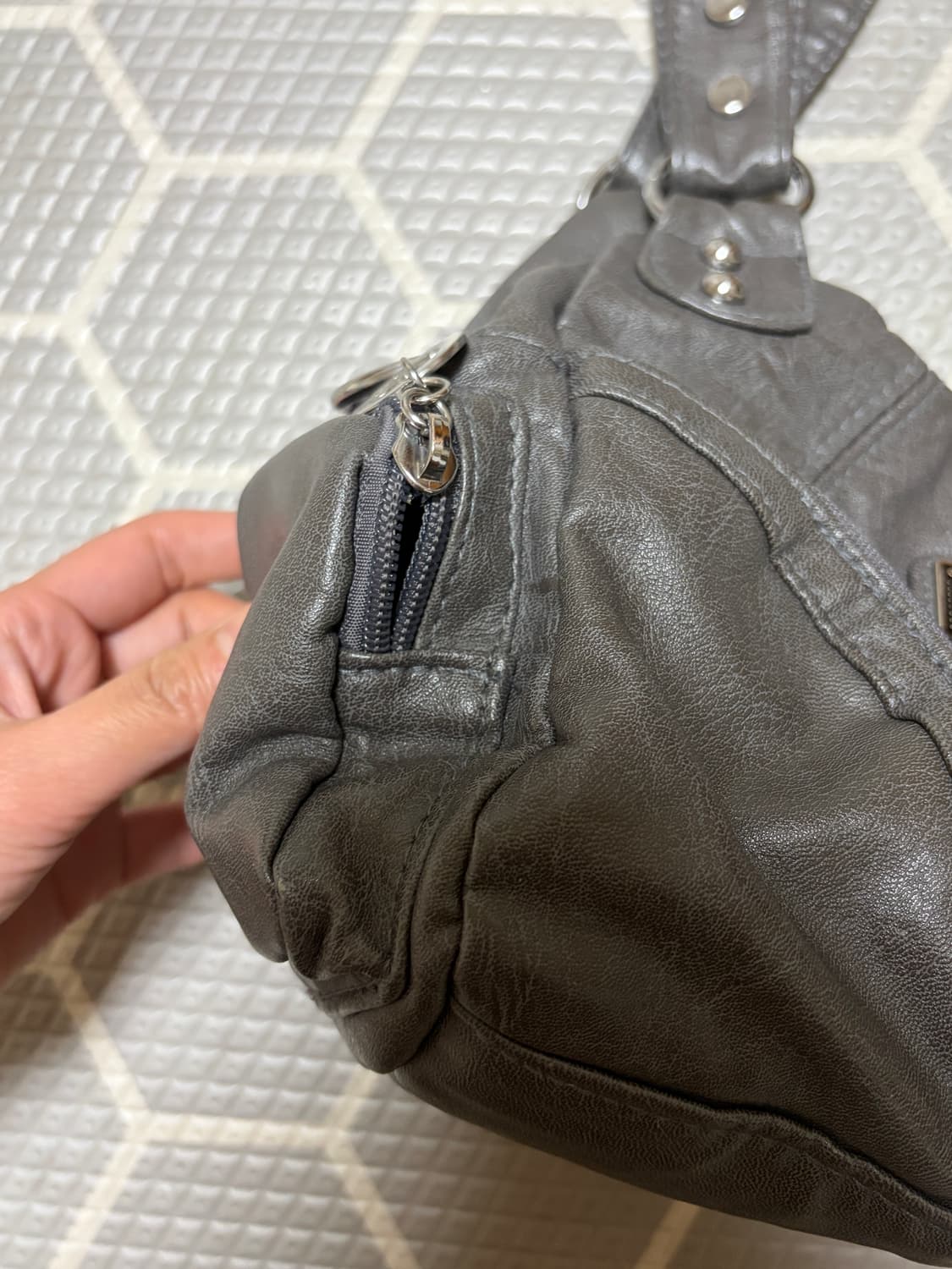 일본 빈티지 숄더백 그레이 상품이미지5