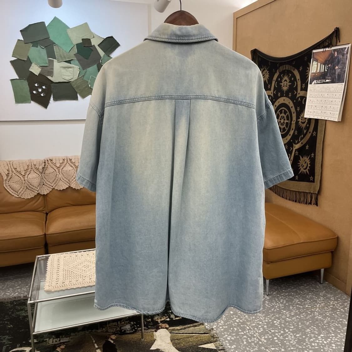 스타터 빈티지 캐주얼 레트로 오버핏 연청 데님 셔츠 M C11935 상품이미지4