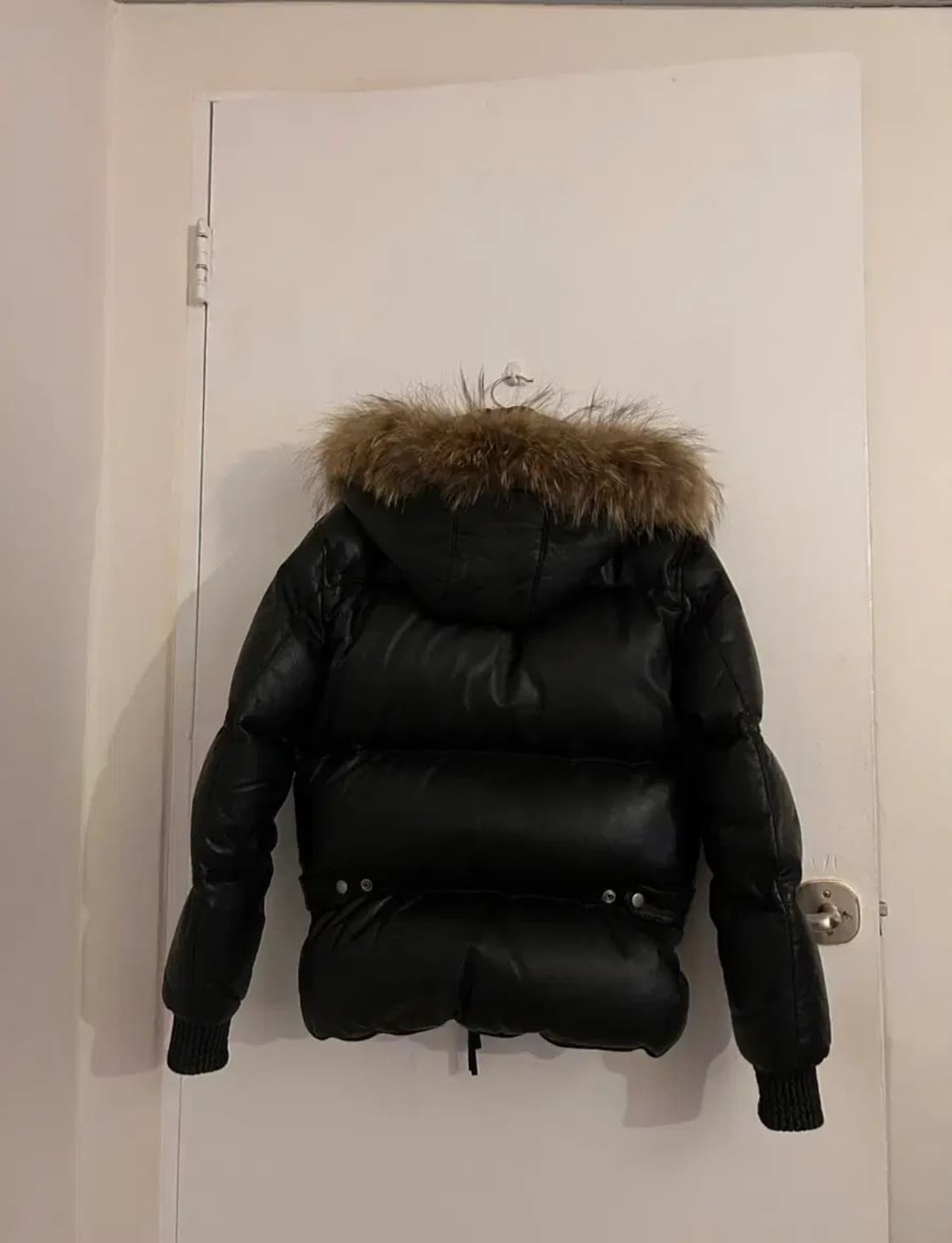 빈티지 블랙 라쿤 가죽 숏패딩 상품이미지5