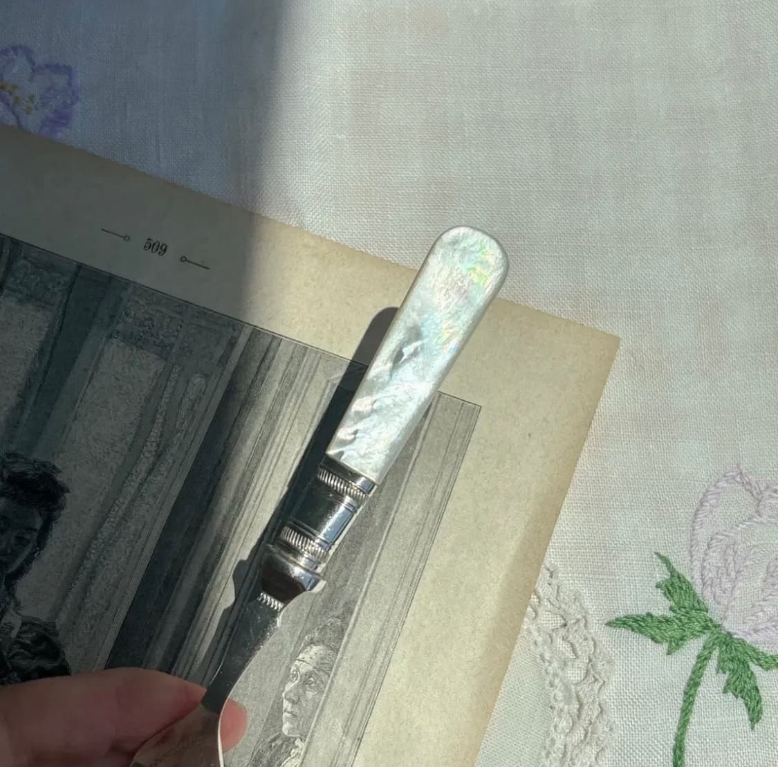 앤틱 실버플레이트 마더오브펄 자개 디저트포크 상품이미지5