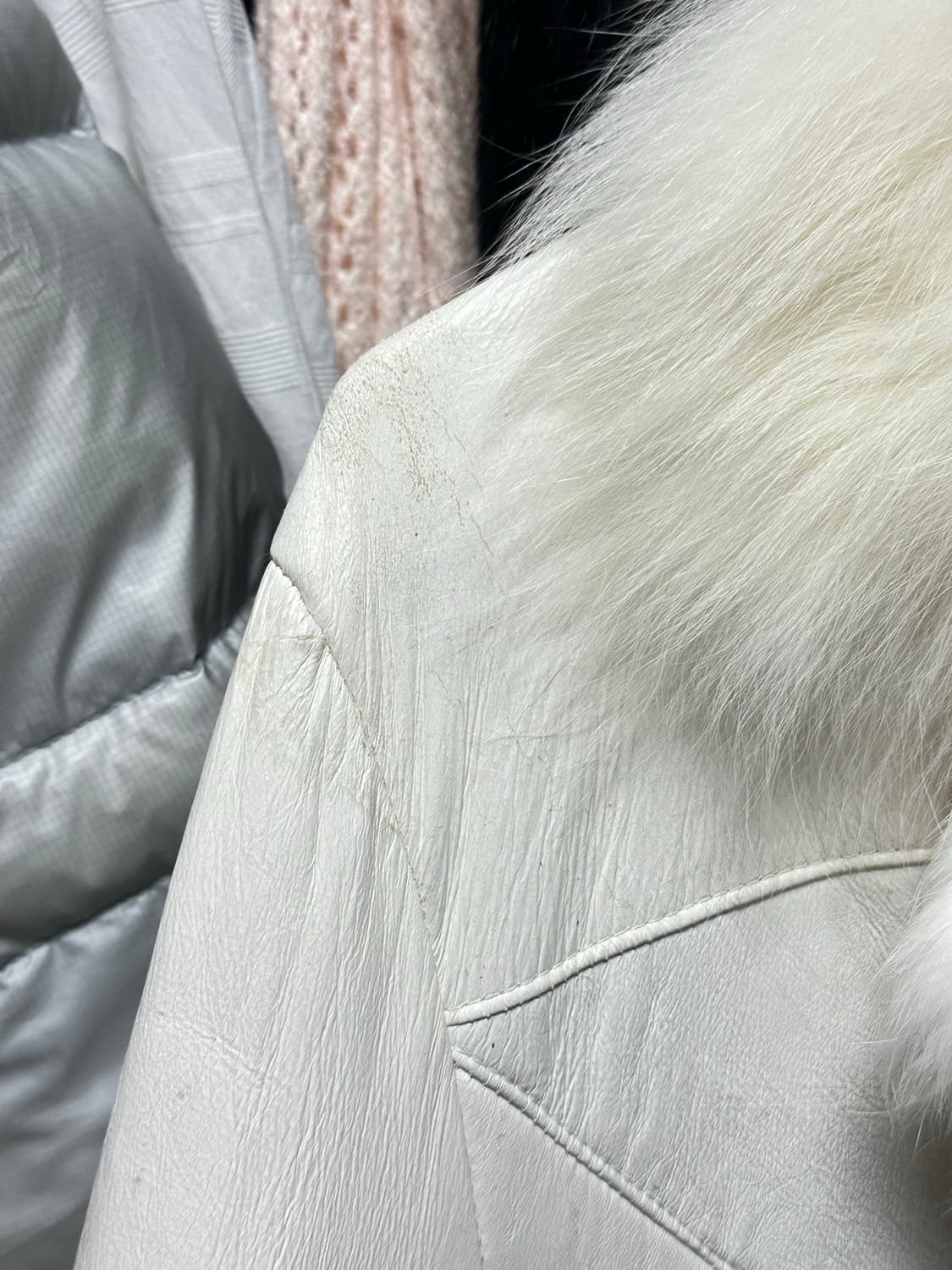 페어리 화이트 아이보리 무스탕 래빗퍼자켓 상품이미지5