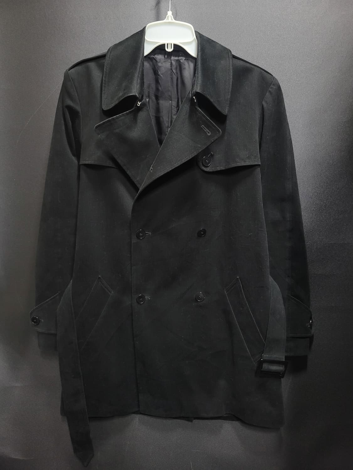 Agnes b 아네스베 블랙 벨티드 코트  상품이미지8