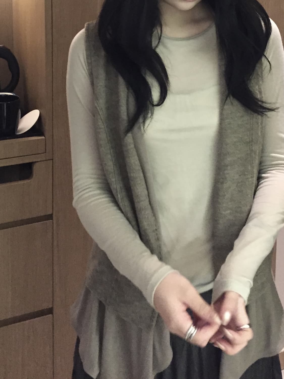 드레이프 레이어드 오픈 베스트 울 조끼 상품이미지3