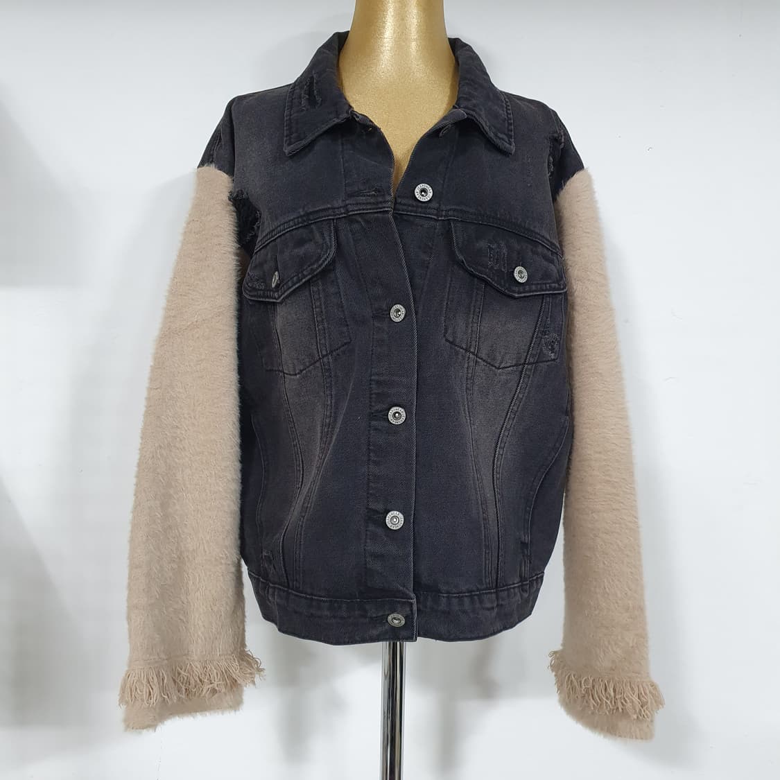 빈티지 니트 믹스 데님 자켓 상품이미지1