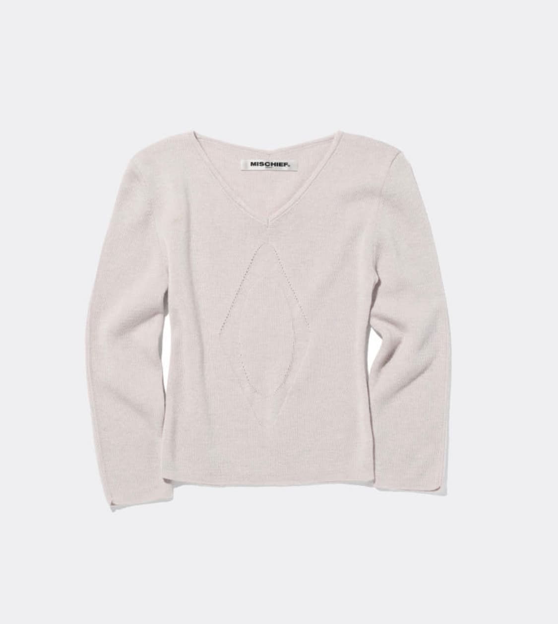미스치프 V-NECK 3-QUARTER KNIT TOP-LIGHT PIN 상품이미지1