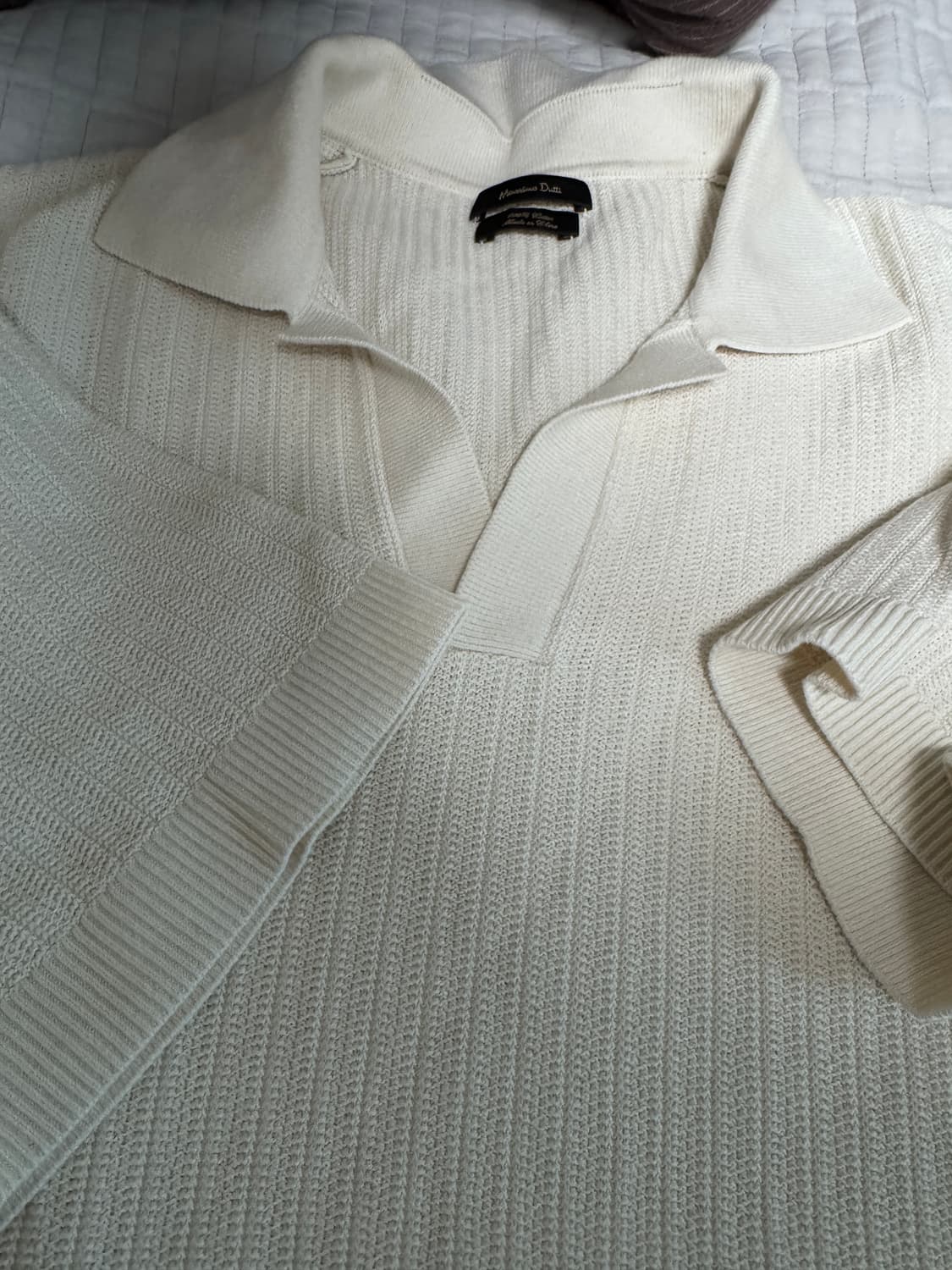 마시모두띠 / 패브릭 디테일 니트 폴로 셔츠 / 화이트 XL 상품이미지6