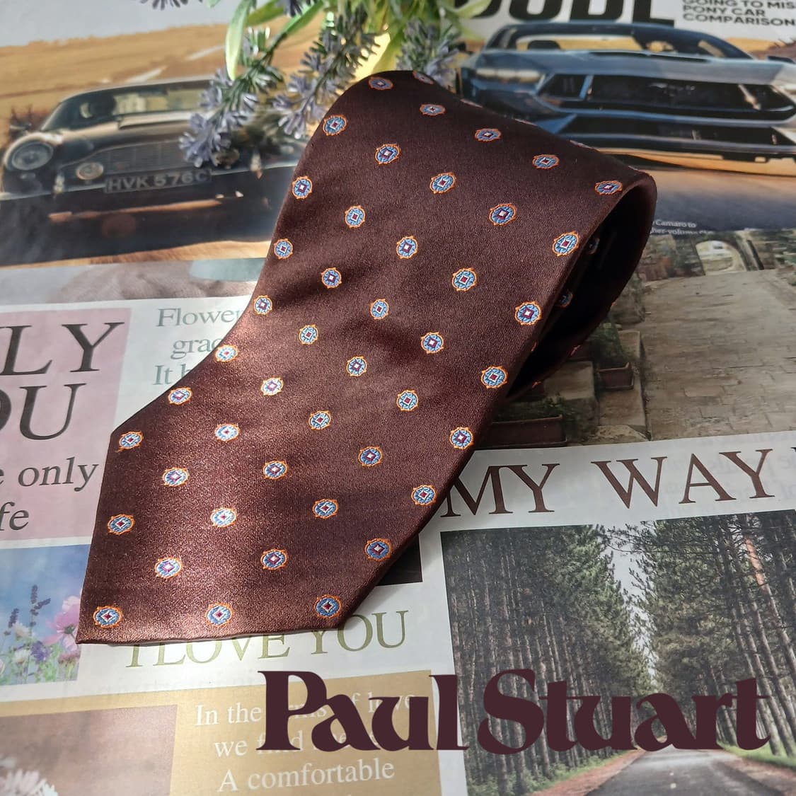 폴스튜어트 실크 브라운 미세 패턴 넥타이 8.8cm A+등급 A18950 상품이미지1