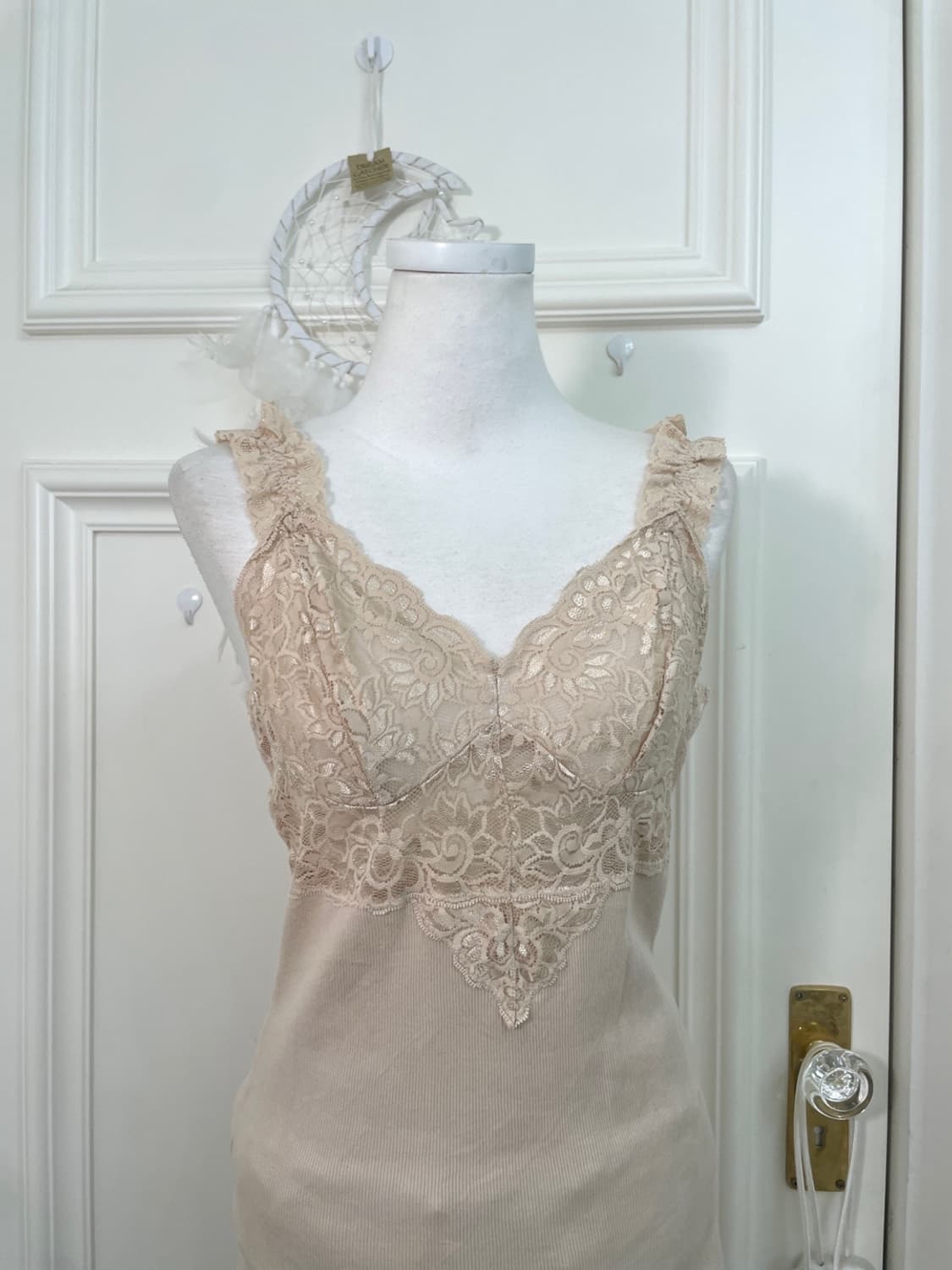 flower lace trim blouse&beige lace cotto 상품이미지10