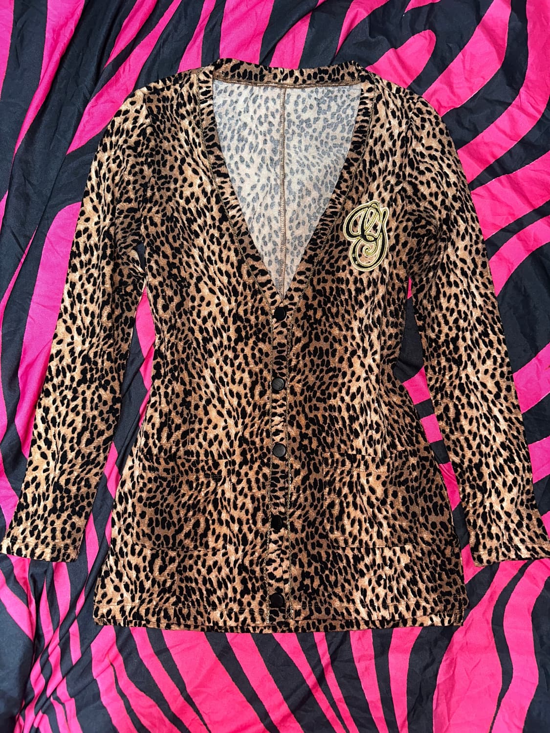 빈티지 호피 레오파드 갸루 오네갸루 가디건 상품이미지1