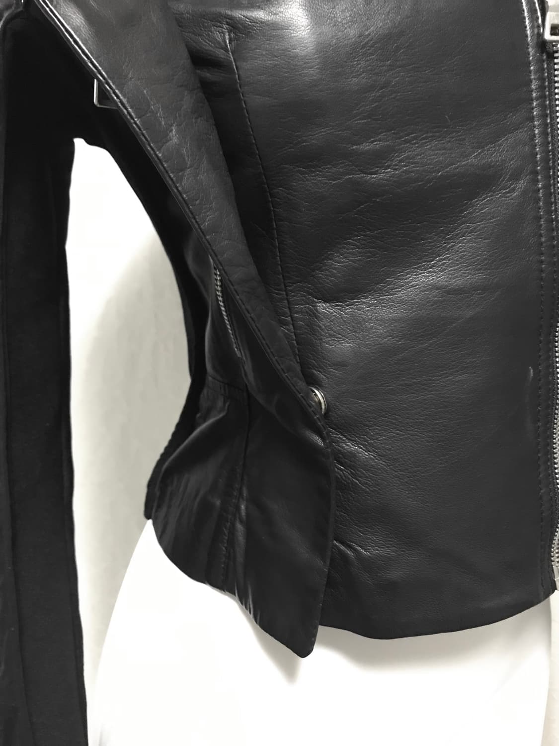 빈티지 아카이브 니트 레이어드 레더 자켓 상품이미지6