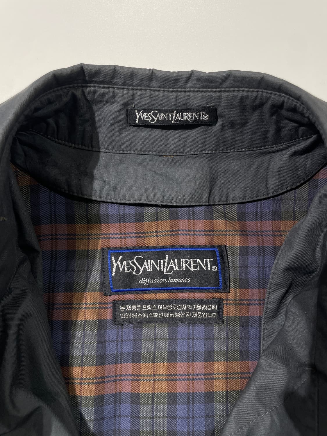 이브 생로랑 디퓨전 옴므 스톤 그레이 히든 버튼 웨이스트 타이 코트 상품이미지7