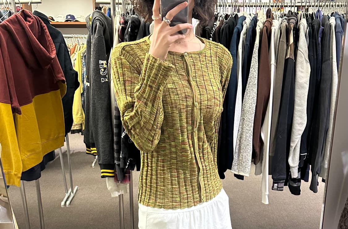 OS)Japanese vintage 여성 패턴 골지 니트 가디건 상품이미지2