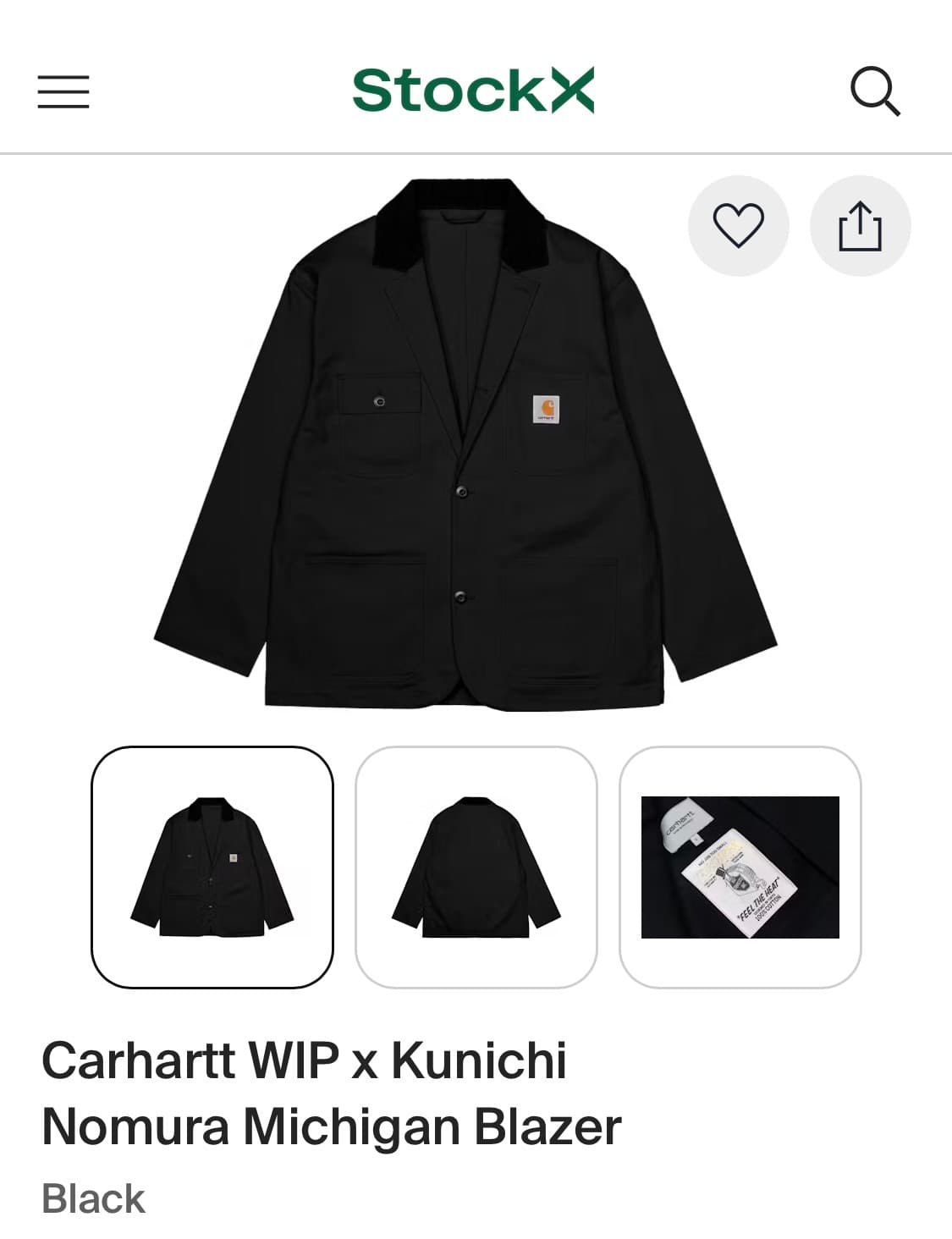 칼하트 WIP x 쿠니치 노무라 미시건 블레이저 (S) 상품이미지6