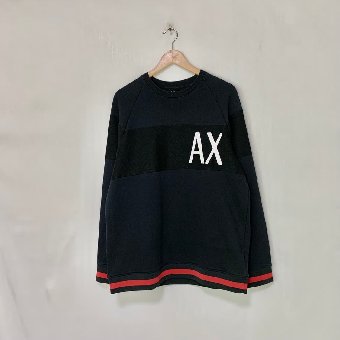 알마니 익스체인지 빅 로고 배색 맨투맨 긴팔 티셔츠 롱슬리브 L 알마니  상품이미지1