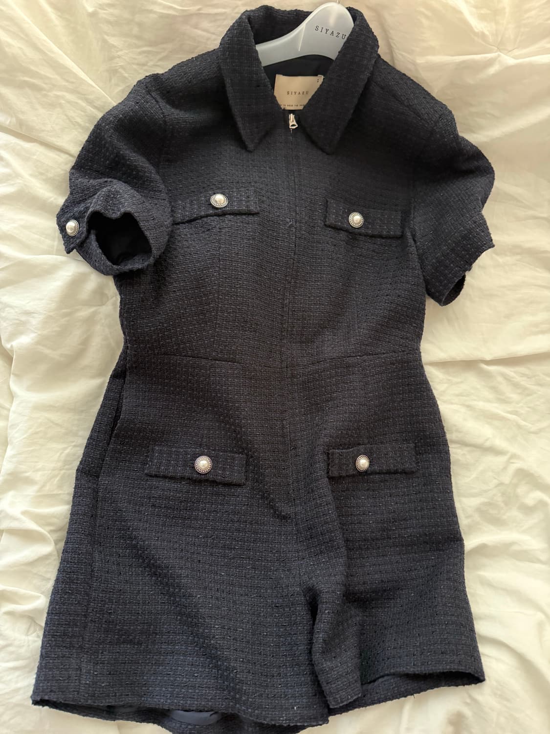 시야쥬 트위드 점프수트 네이비 상품이미지6