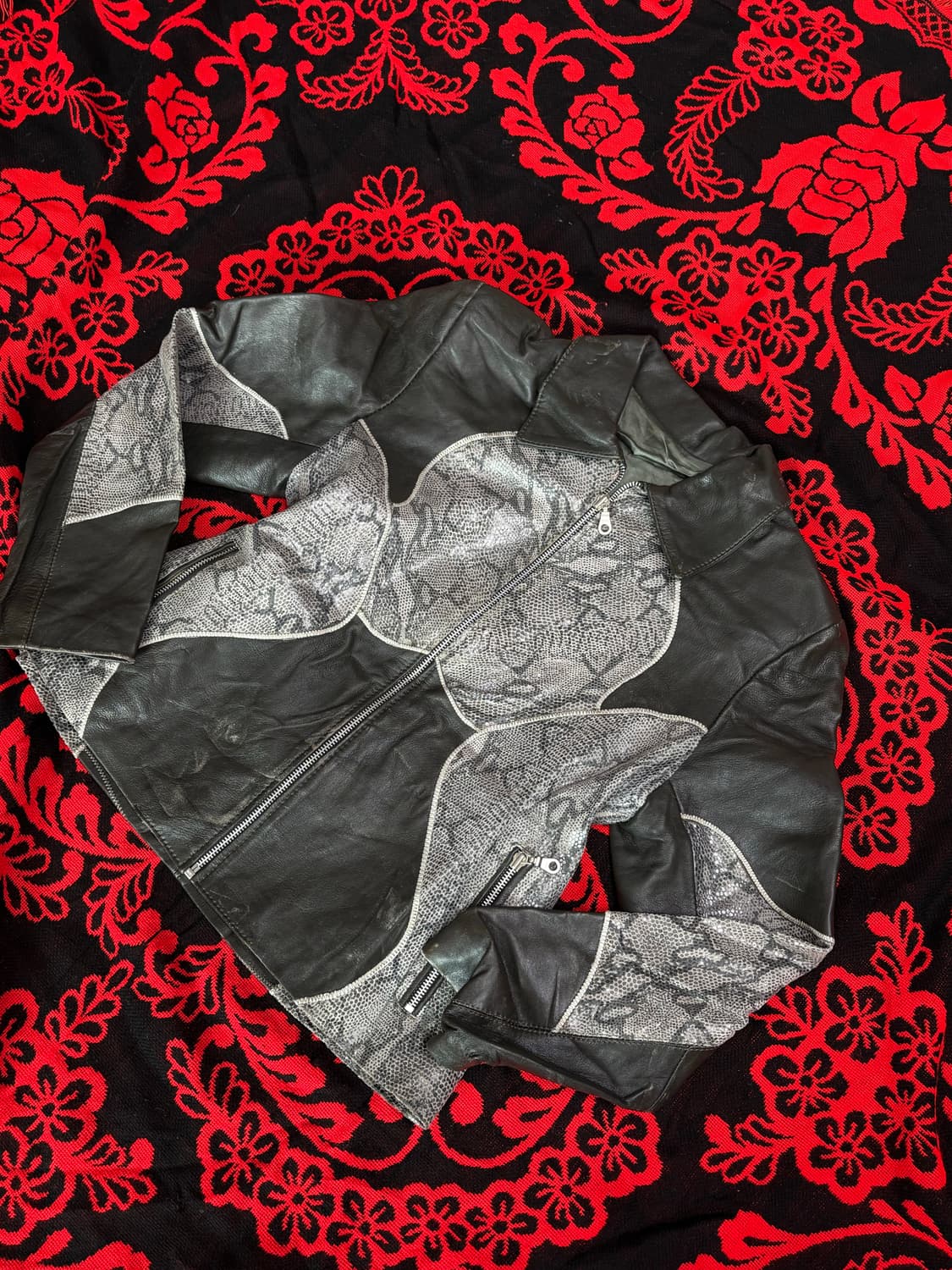 Rock Punk phyton pattern leather jacket 상품이미지3