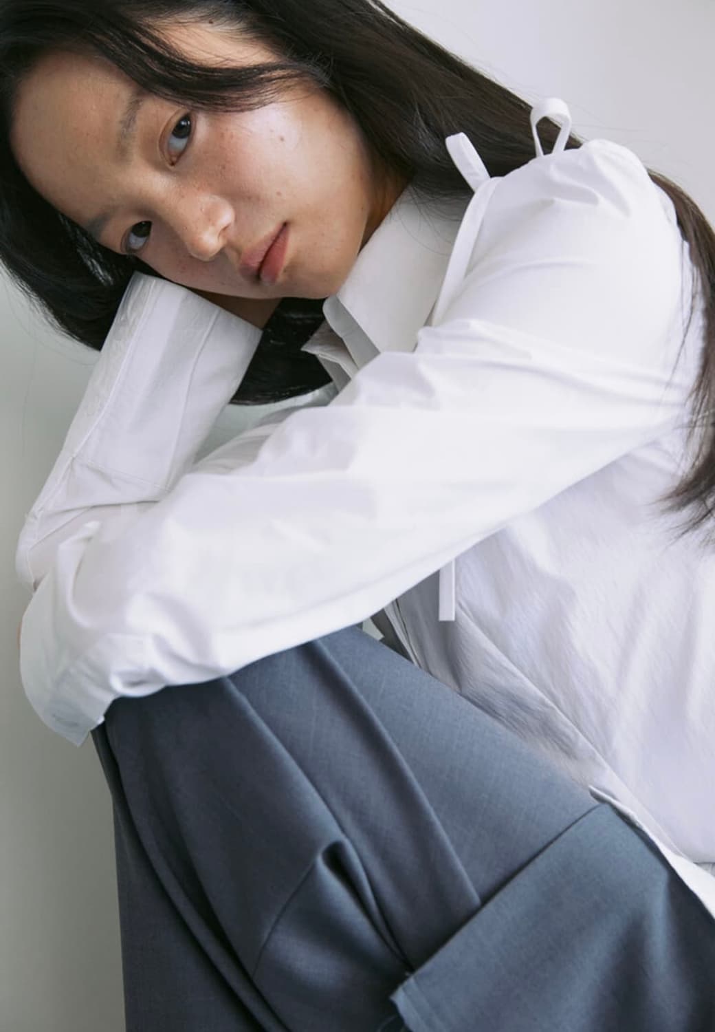 Youshim (유심) 리본 셔츠 화이트 상품이미지3