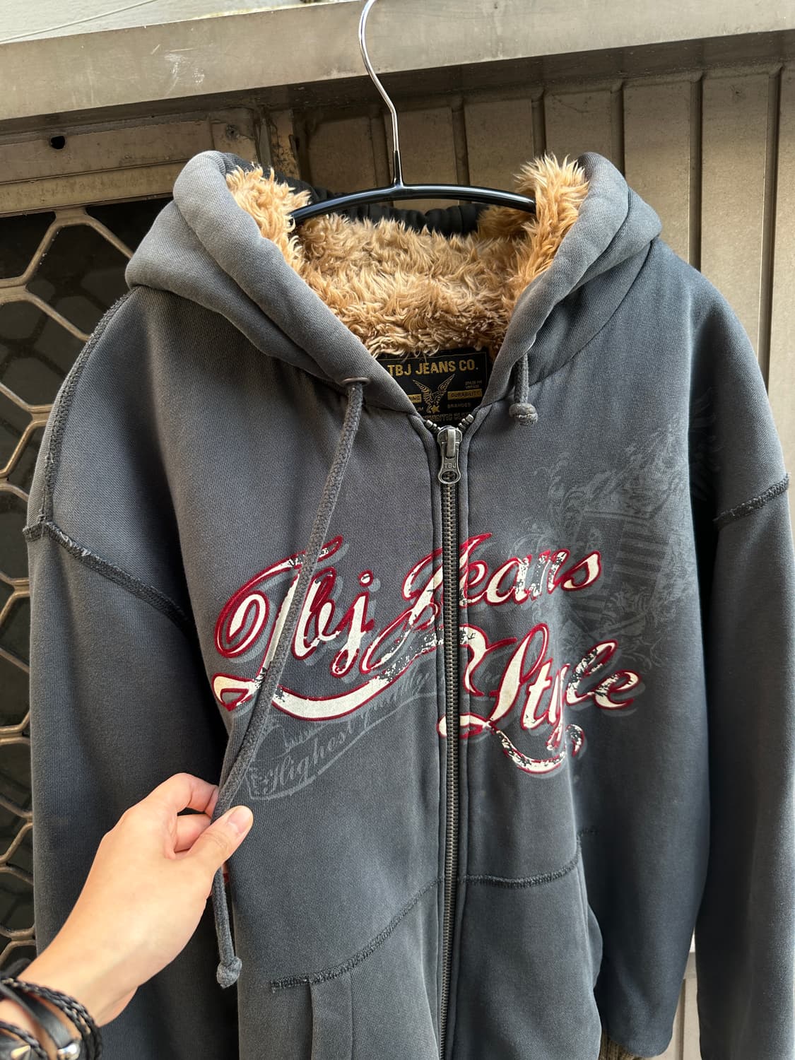 TBJ JEANS grunge washed fur hood zip  상품이미지2