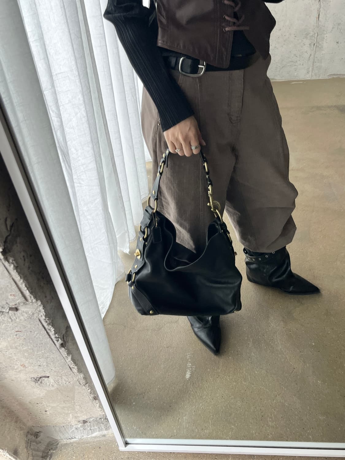 00s Coach 코치 글러브탠드 레더 백 블랙 상품이미지8