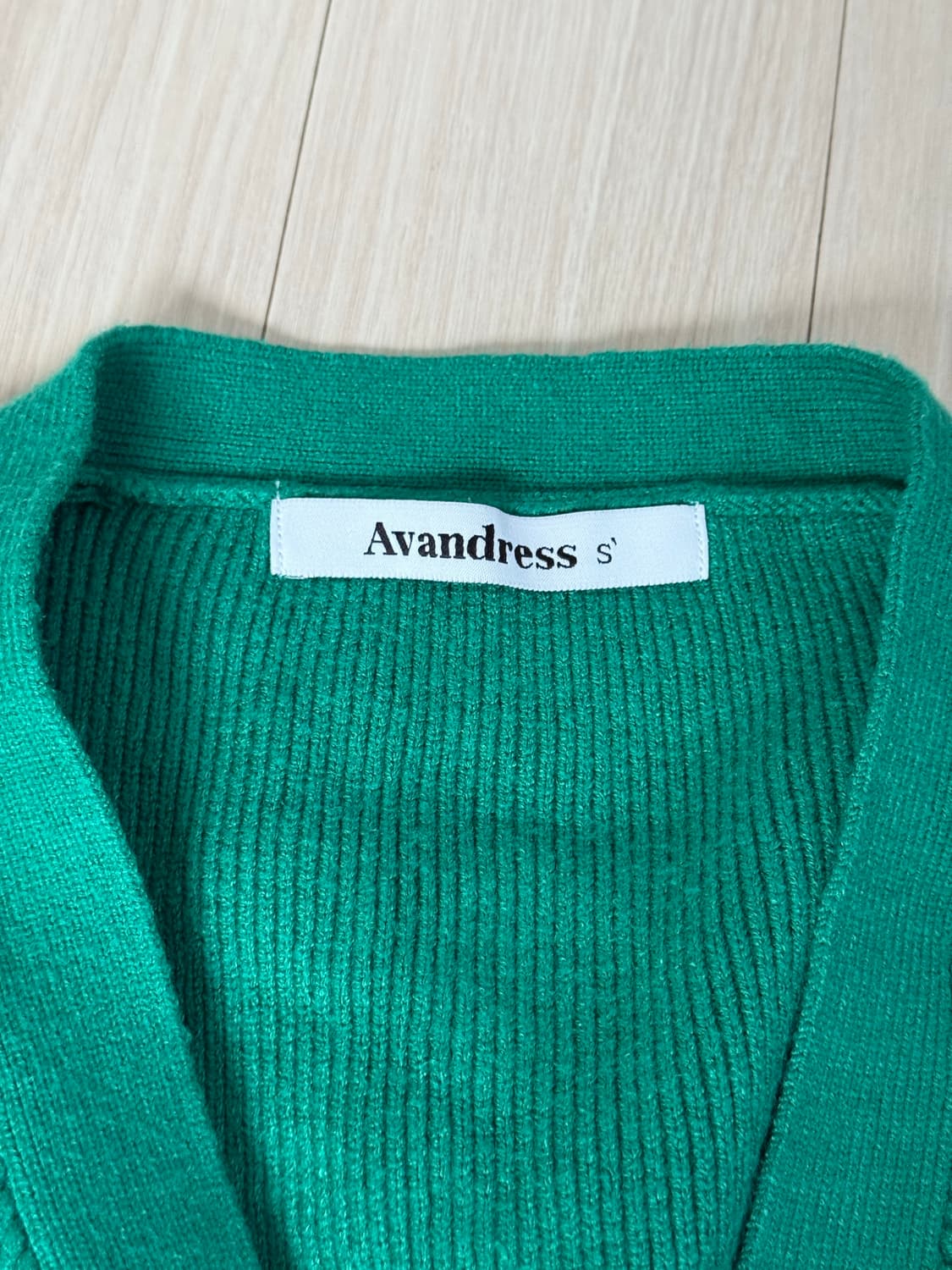 AVANDRESS Balloon Ribbed Cardigan (Green 상품이미지3
