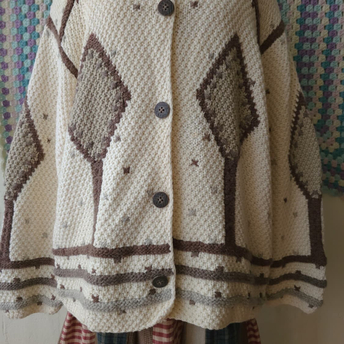 빈티지 아가일 니트 가디건 상품이미지6