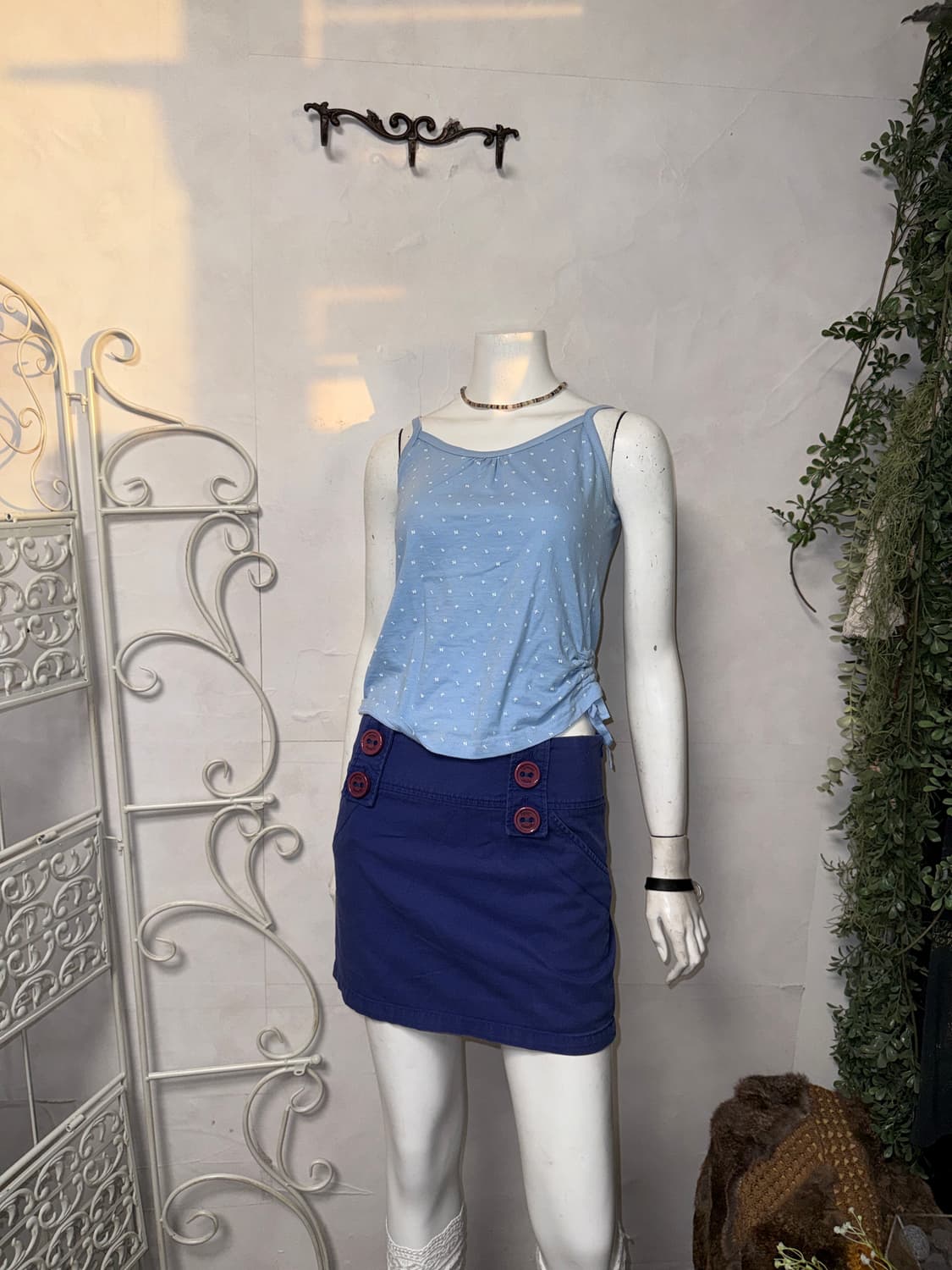 Pink mute blue side shirring sleeveless 상품이미지5
